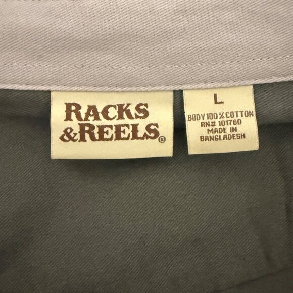 Racks & Reels Mens Quilted Shoulder Utility Shirt Large Olive Beige - Picture 3 of 7